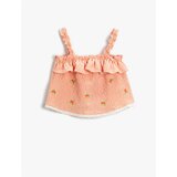 Koton Floral Embroidered Gingham Dress with Ruffled Straps | Shoptok.si