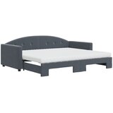  Dnevni krevet s pomoćnim ležajem i madracima tamno sivi 90x190 cm baršun | shoptok.hr