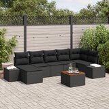 vidaXL set vrtnih sofa 8 dijelova Crna Ratan i drvo Prostrano Cijene