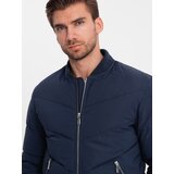 Ombre Men's quilted bomber jacket with metal zippers - navy blue | Eponuda.ba