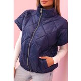 Kesi Włoski Women's quilted vest with short sleeves and a stand-up collar navy | shoptok.hr