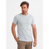 Ombre Men's cotton t-shirt with pocket - light grey | Shoptok.si
