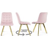  Okretna stolica CIEZA 360, svijetlo ružičasti baršun, zlatne metalne noge | shoptok.hr