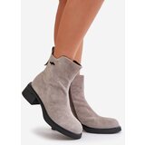 VINCEZA Warm Women's Boots Made Of Natural Suede With Zipper Gray 66696 | ePonuda.com