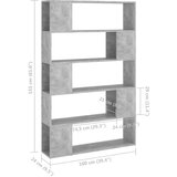 vidaXL Ormarić za knjige / pregrada boja betona 100x24x155 cm iverica | shoptok.hr