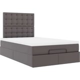 vidaXL Otomanski posteljni okvir z vzmetnico siv 120x190 cm um. usnje, (21610034) | Shoptok.si