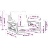  Klupa za ljuljanje s jastucima smeđa 63x62x40 cm od poliratana | shoptok.hr