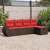 5-dijelni set vrtnih sofa s jastucima poliratan smeđi | shoptok.hr
