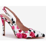 Boto Embellished High Heels Sandals With Roses White Vevessa | shoptok.hr