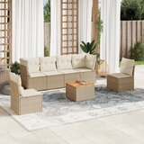 Maison Chic Seti vrtnega pohištva - Vrtna garnitura - Vrtni pohištvo set 7-delna z blazinami bež poli ratan, (21805807) | Shoptok.si