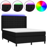  Box spring postelja z vzmetnico LED črna 140x200 cm blago, (20897484) | Shoptok.si