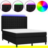  Krevet box spring s madracem LED crni 140x200 cm od tkanine | shoptok.hr