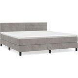  Box spring postelja z vzmetnico svetlo siva 160x200 cm žamet, (20902436) | Shoptok.si