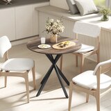  Okrugli kuhinjski stol 80 cm kompaktna ploča iverica metal smeđa | shoptok.hr
