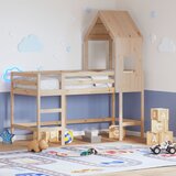  Krevet na kat s ljestvama i krovom 80x200 cm od borovine | shoptok.hr
