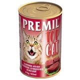 Premil vlažna hrana za odrasle mačke, govedina, paket konzervi 24x415g Cene