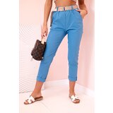 Kesi Włoski Women's viscose trousers with belt and rolled up leg denim | Shoptok.si