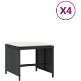 Furnova Vrtni stolčki z blazinami 4 kosi črni 40x40x35 cm poli ratan, (21954346) | Shoptok.si