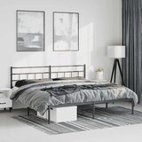 Metalni okvir za krevet s uzglavljem crni 193x203 cm | shoptok.hr