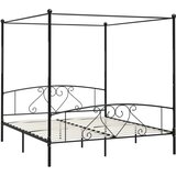 The Living Store Posteljni okvir z ogrodjem za baldahin črn kovinski 200x200 cm - Posteljni Okvir, (21488685) | Shoptok.si