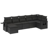  7-dijelni set vrtnih sofa od poliratana s jastucima crni Slike