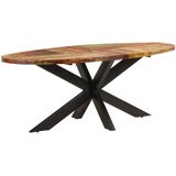  Blagovaonski stol ovalni 200x100x75 cm masivno obnovljeno drvo | shoptok.hr