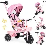 2u1 tricikl sa rotirajućim sedištem i sklopivom tendom pink ( WQL-066-18 PINK )