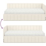  Kotna postelja z vzmetnico z vzglavjem krema 100 x 200 cm Žamet, (5000069852) | Shoptok.si