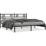 Maison Chic Kovinski Posteljni okvir - Dvoposteljna postelja - Zakonska postelja z vzglavjem črn 193x203 cm, (21693411) | Shoptok.si