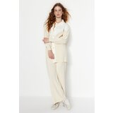 Trendyol Light Beige Color Block, Ribbed Cardigan-Pants, Sweater Top-Upper Set | Shoptok.si