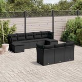  10-dijelni set vrtnih sofa s jastucima crni od poliratana | shoptok.hr