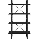 Ormarić za knjige s 4 razine crni 80x30x140 cm masivna borovina | shoptok.hr