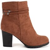GOODIN Brown suede ankle boots on a heel | shoptok.hr