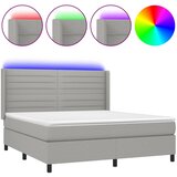  Krevet box spring s madracem LED svjetlosivi 160x200 cm tkanina | shoptok.hr