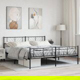  The Living Store Kovinski posteljni okvir z vzglavjem in vznožjem črn 183x213 cm - Kovinski Posteljni Okvir, (21501367) | Shoptok.si