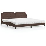  The Living Store Postelja z vzmetnico rjava 200x200 cm umetno usnje - Postelja, (21499735) | Shoptok.si