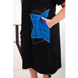 Kesi Włoski Women's cotton Plus Size dress with stars black + cornflower blue | Shoptok.si