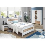 XORA postelja 120 cm x 200 cm , leseni material bela, hrast artisan | Shoptok.si