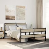 vidaXL Kovinski posteljni okvir brez vzmetnice sonoma hrast 160x200 cm Cene