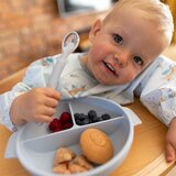 BabyOno Silikonska posuda tri odjeljka s poklopcem, plava | shoptok.hr