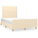 The Living Store Posteljni okvir z vzglavjem krem 120x200 cm blago - Posteljni Okvir Z Vzglavjem, (21526976) | Shoptok.si