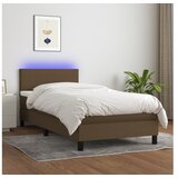  Krevet box spring s madracem LED tamnosmeđi 80 x 200 cm tkanina | shoptok.hr