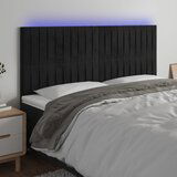 vidaXL LED posteljno vzglavje črno 160x5x118/128 cm žamet | Shoptok.si