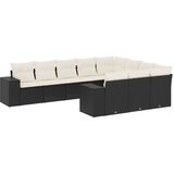  10-dijelni set vrtnih sofa s jastucima crni od poliratana | shoptok.hr