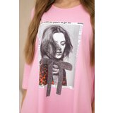 Kesi Dress with print and flared bottom light pink | Shoptok.si