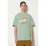 MAISON KITSUNÉ Pamučna majica Surfing Foxes Comfort Tee Shirt za muškarce, boja: zelena, s tiskom, MM00120KJ0118