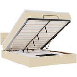 vidaXL Otomanska postelja z vzmetnico & LEDs krema 140x200 cm Tkanina, (22011912) | Shoptok.si