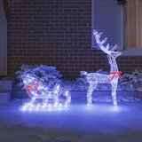  Reindeer vuče saonice Plava 70 x 24 x 128 cm Akril Slike