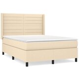 Box spring postelja z vzmetnico krem 140x200 cm blago, (20893829) | Shoptok.si