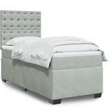 vidaXL Box spring postelja z vzmetnico svetlo siva 90x200 cm žamet Cene